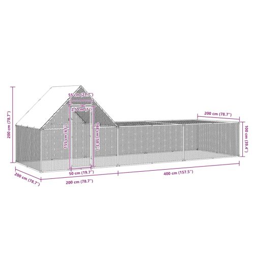 Птичарник, 6x2x2 м, поцинкована стомана