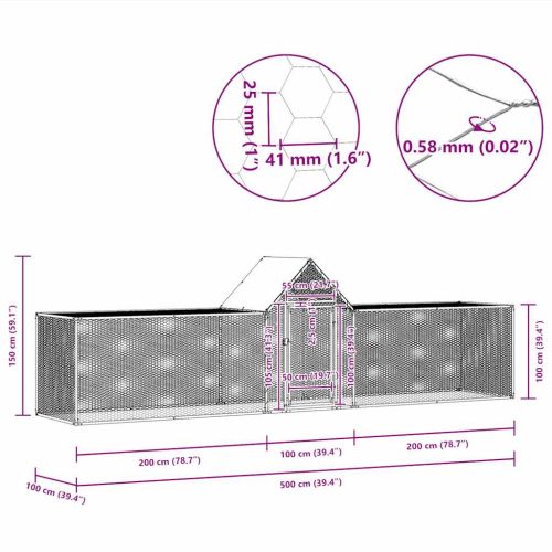 Птичарник, 5x1x1,5 м, поцинкована стомана