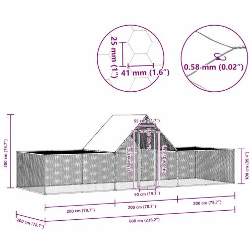 Птичарник, 6x2x2 м, поцинкована стомана