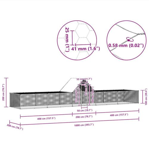Птичарник, 10x2x2 м, поцинкована стомана