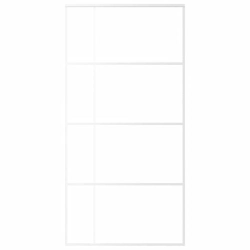 Плъзгаща се врата, ESG стъкло и алуминий, 102,5x205 см, бяла