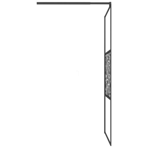 Параван за баня 100x195 см ESG стъкло с каменен дизайн черен