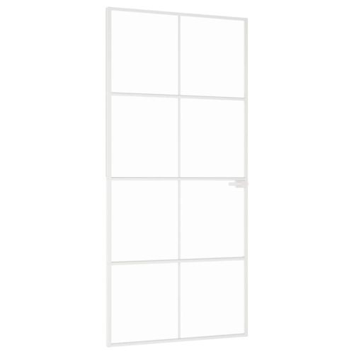 Интериорна врата бяла 93x201,5 см закалено стъкло и алуминий