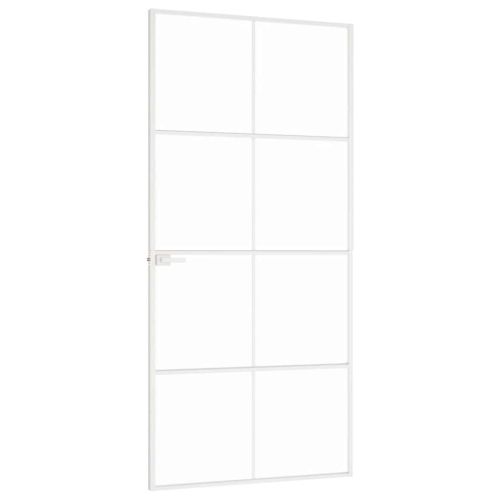 Интериорна врата бяла 93x201,5 см закалено стъкло и алуминий