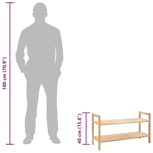 Етажерка за обувки, орехово дърво масив, 69x26x40 cм