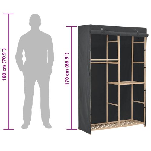 Гардероб с три рафта, сив, 110x40x170 см, текстил