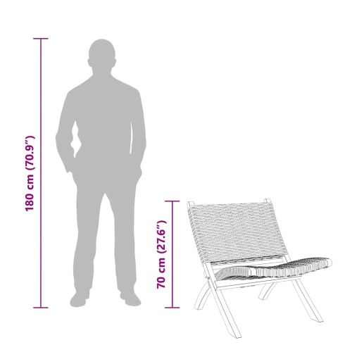 Релаксиращ стол, сив, естествен кубу ратан и махагон масив