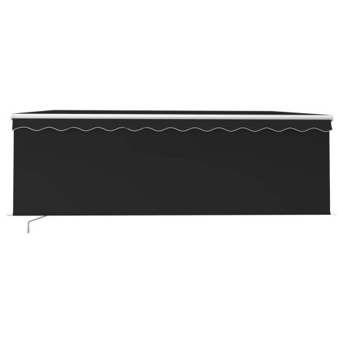 Ръчно прибиращ се сенник с щора и LED, 4x3 м, антрацит