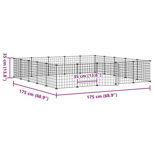 Клетка за животни с врата, 20 панела, черна, 35x35 см, стомана