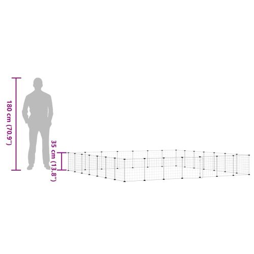 Клетка за животни с врата, 28 панела, черна, 35x35 см, стомана