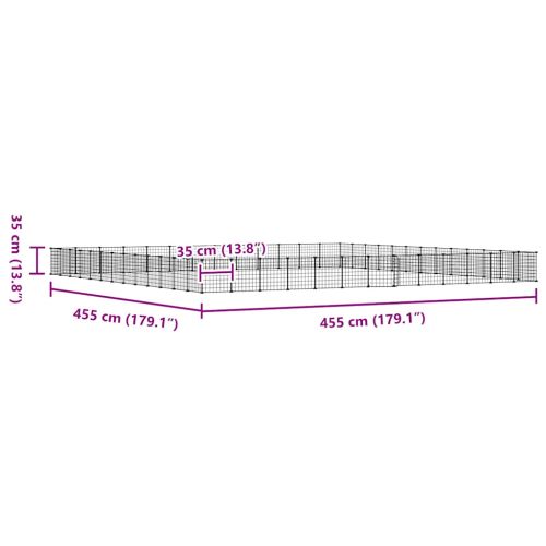 Клетка за животни с врата, 52 панела, черна, 35x35 см, стомана
