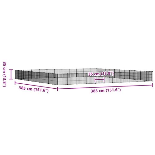 Клетка за животни с врата, 44 панела, черна, 35x35 см, стомана