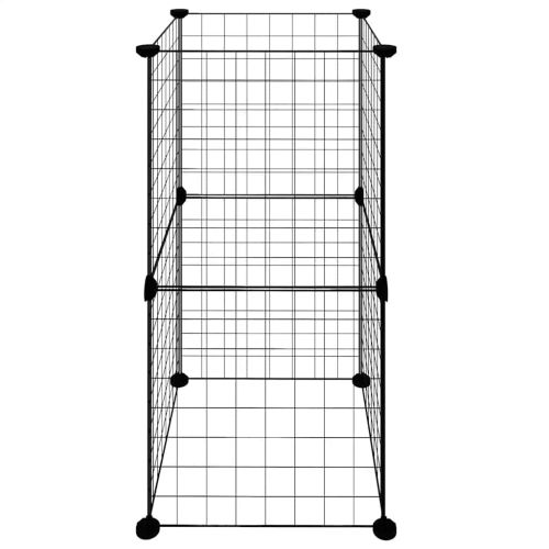 Клетка за домашни любимци, 8 панела, черна, 35x35 см, стомана