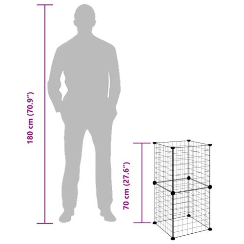 Клетка за домашни любимци, 8 панела, черна, 35x35 см, стомана