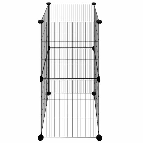 Клетка за домашни любимци, 8 панела, черна, 35x35 см, стомана