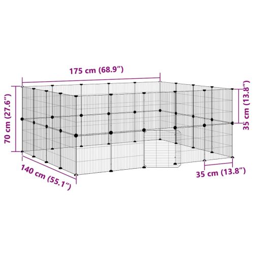 Клетка за животни с врата, 36 панела, черна, 35x35 см, стомана