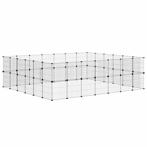 Клетка за животни с врата, 52 панела, черна, 35x35 см, стомана
