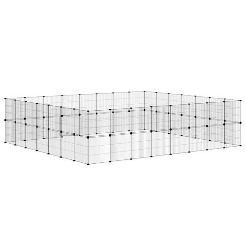 Клетка за животни с врата, 60 панела, черна, 35x35 см, стомана