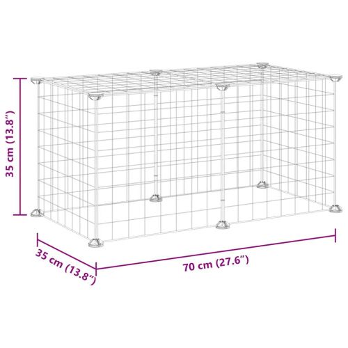 Клетка за домашни любимци, 8 панела, черна, 35x35 см, стомана