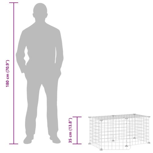 Клетка за животни с врата, 8 панела, черна, 35x35 см, стомана