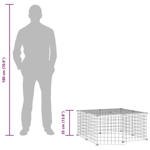 Клетка за животни с врата, 12 панела, черна, 35x35 см, стомана