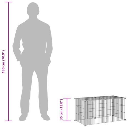 Клетка за домашни любимци, 8 панела, черна, 35x35 см, стомана