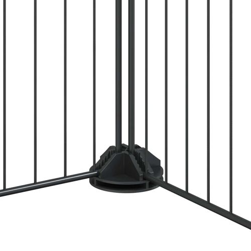 Клетка за животни с врата, 8 панела, черна, 35x35 см, стомана