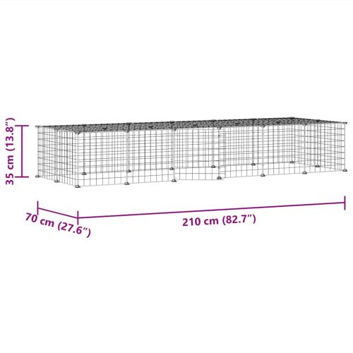 Клетка за животни с врата, 28 панела, черна, 35x35 см, стомана