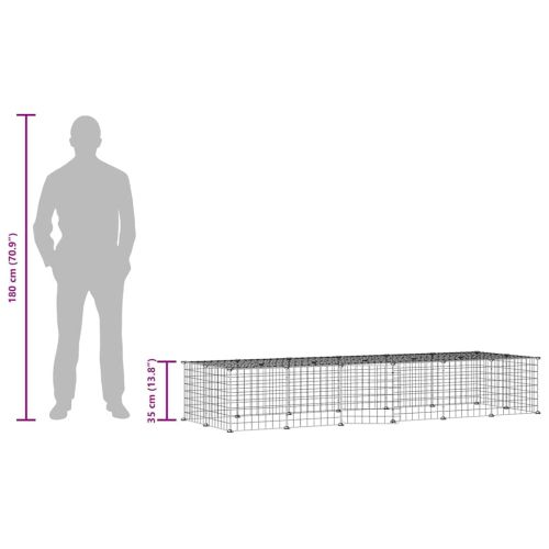 Клетка за животни с врата, 28 панела, черна, 35x35 см, стомана