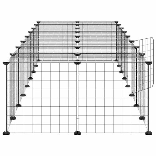 Клетка за животни с врата, 36 панела, черна, 35x35 см, стомана