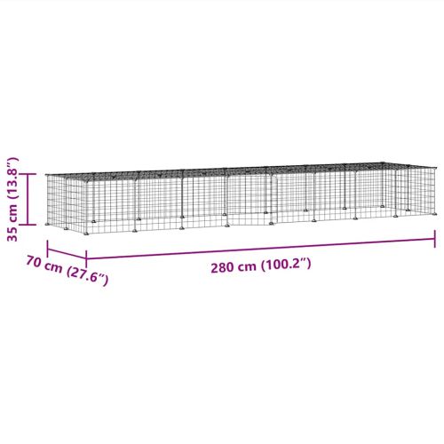 Клетка за животни с врата, 36 панела, черна, 35x35 см, стомана