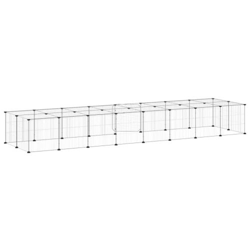 Клетка за животни с врата, 36 панела, черна, 35x35 см, стомана