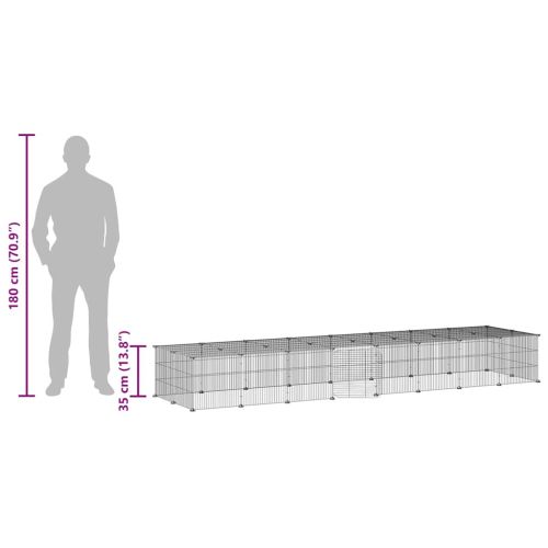 Клетка за животни с врата, 36 панела, черна, 35x35 см, стомана
