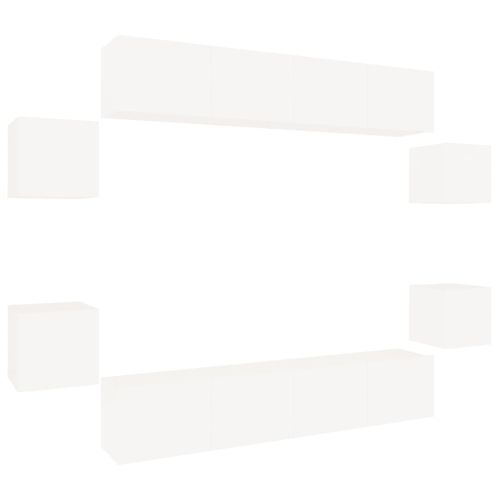 Комплект ТВ шкафове от 8 части инженерно дърво Бял гланц