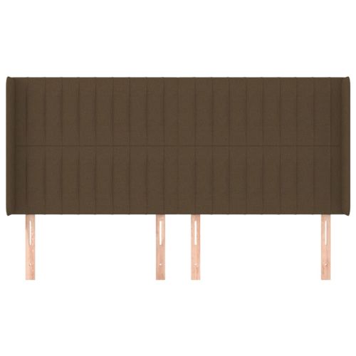 Горна табла за легло с уши, тъмнокафява,183x16x118/128 см, плат