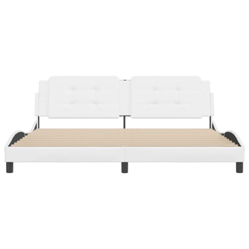 Рамка за легло без матрак Zadar, бяла, 200x200 см, изкуствена кожа