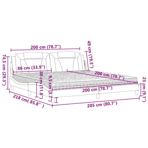 Легло Viana без матрак, бяло, 200x200 см, изкуствена кожа