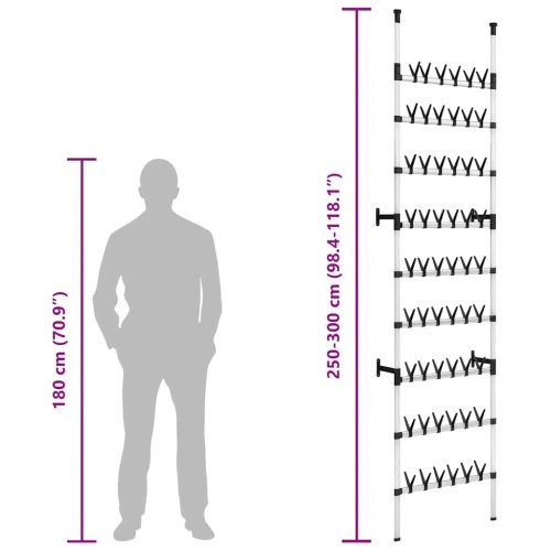 Телескопичен стелаж за обувки с прътове, алуминий