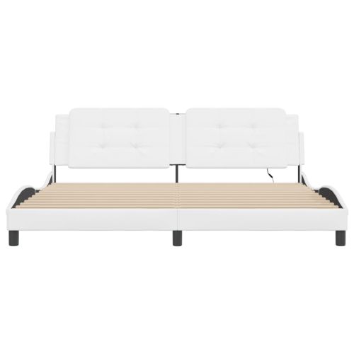 Рамка за легло с LED без матрак Zadar бяла 200x200 см