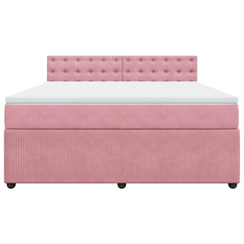 Боксспринг легло с матрак, розово, 180x200 см, кадифе