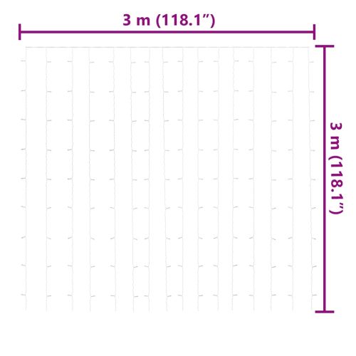 LED светеща завеса 3х3 м 300 LED топло бяло 8 режима