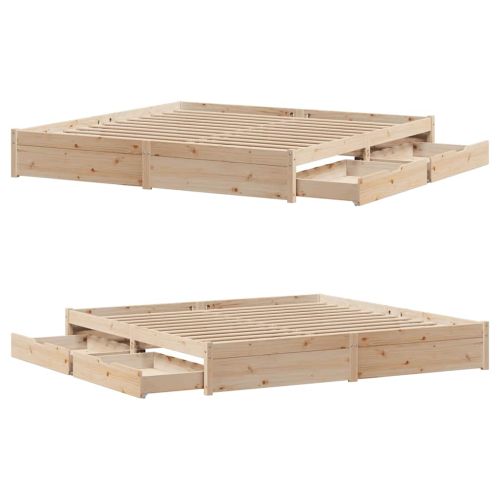 Рамка за легло без матрак 200x200 см масивна чамова дървесина
