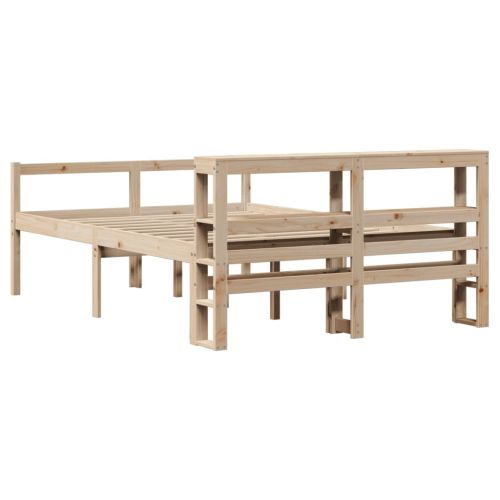 Легло за възрастни с табла, 140x200 см, борово дърво масив