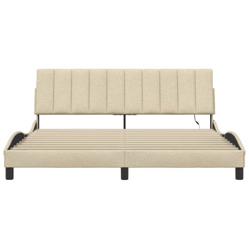 Рамка за легло без матрак Hanko, кремава, 180x200 см, плат