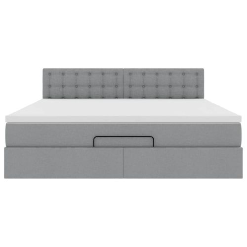 Османска легло с матрак, светлосиво, 180x200 см, плат