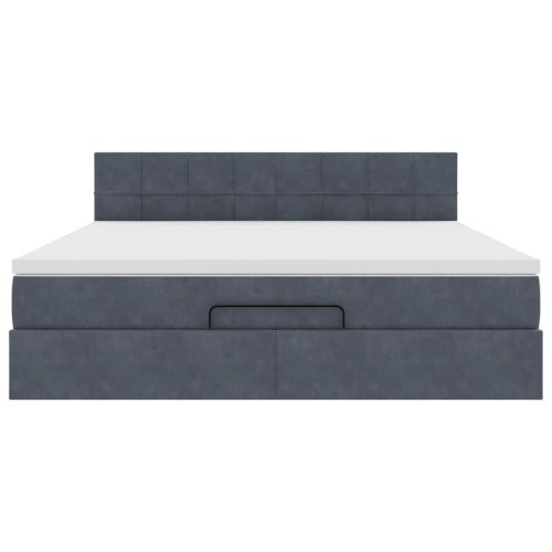 Османска легло с матрак и LED, тъмносиво, 180x200 см, кадифе