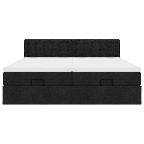 Османска легло с матраци и LED, черно, 180x200 см, плат