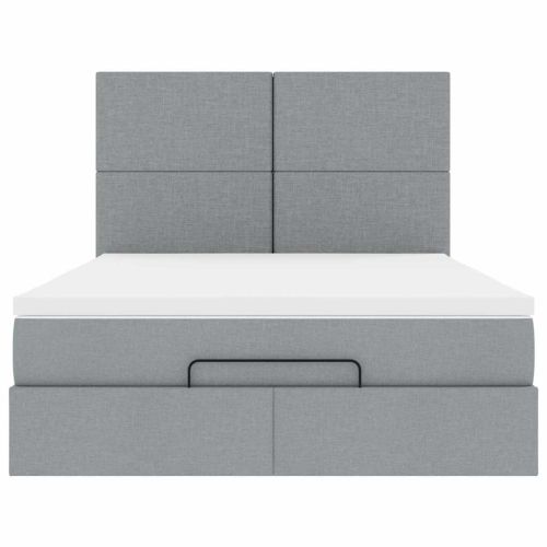 Османска легло с матрак, светлосиво, 140x200 см, плат