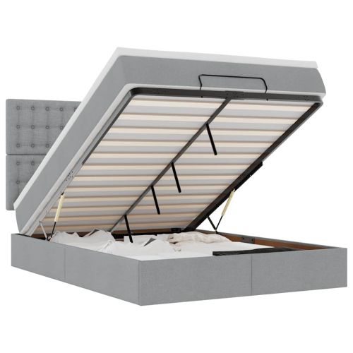 Османска легло с матрак, светлосиво, 140x200 см, плат