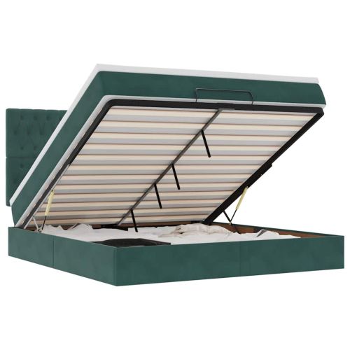 Османска легло с матраци, тъмнозелено, 180x200 см, кадифе